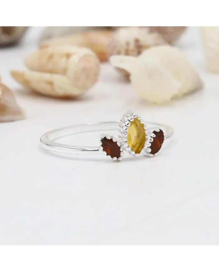 Citrine Gemstone Ring - Sterling Silver Ring Garnet Ring Handmade Dainty Jewelry