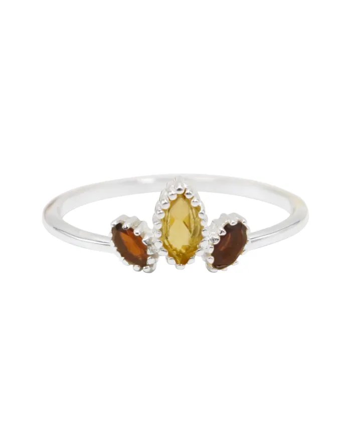 Citrine Gemstone Ring - Sterling Silver Ring Garnet Ring Handmade Dainty Jewelry
