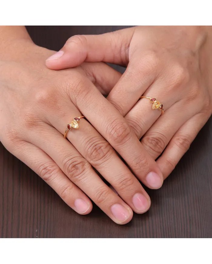 Citrine Gemstone Ring - Sterling Silver Gold Plated Ring Garnet Ring Handmade Dainty Jewelry