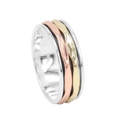 Spinner Ring, Sterling Silver Ring, Two Tone Spinner Ring, Meditation Ring, Fidget Promise Ring, Two Metal Spinner, Unisex Ring