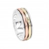 925 Sterling Silver Brass and Copper Spinner Ring, Meditation Spinner Ring