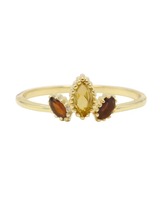 Citrine Gemstone Ring - Sterling Silver Gold Plated Ring Garnet Ring Handmade Dainty Jewelry