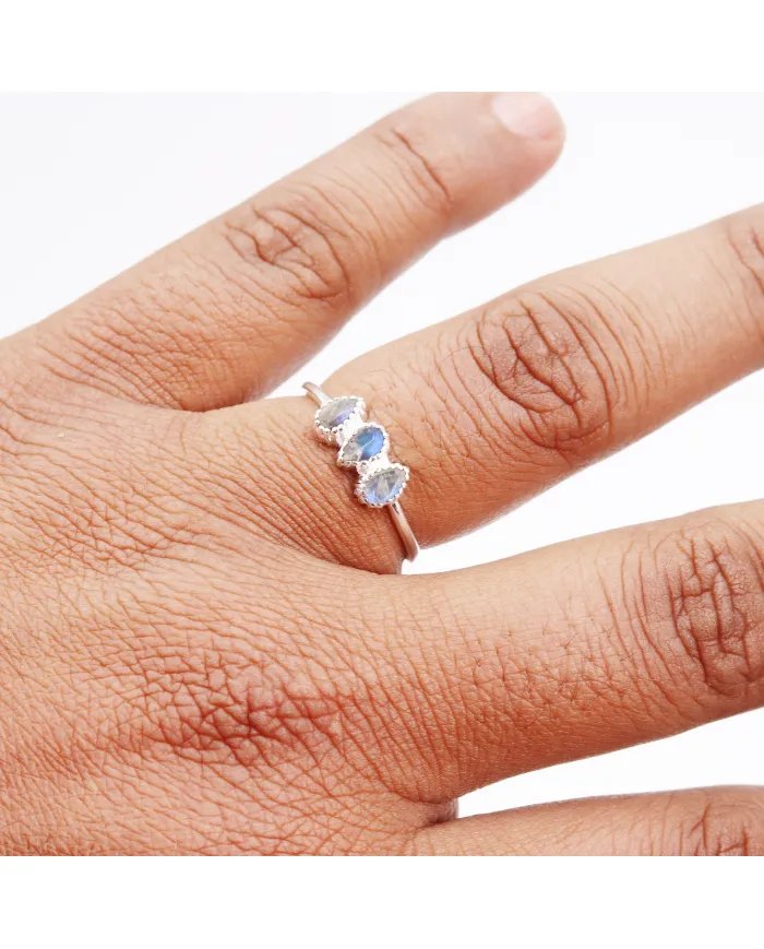 Natural Moonstone Ring – Handmade Sterling Silver Dainty June Birthstone Jewelry