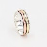 925 Sterling Silver Brass and Copper Spinner Ring, Meditation Spinner Ring