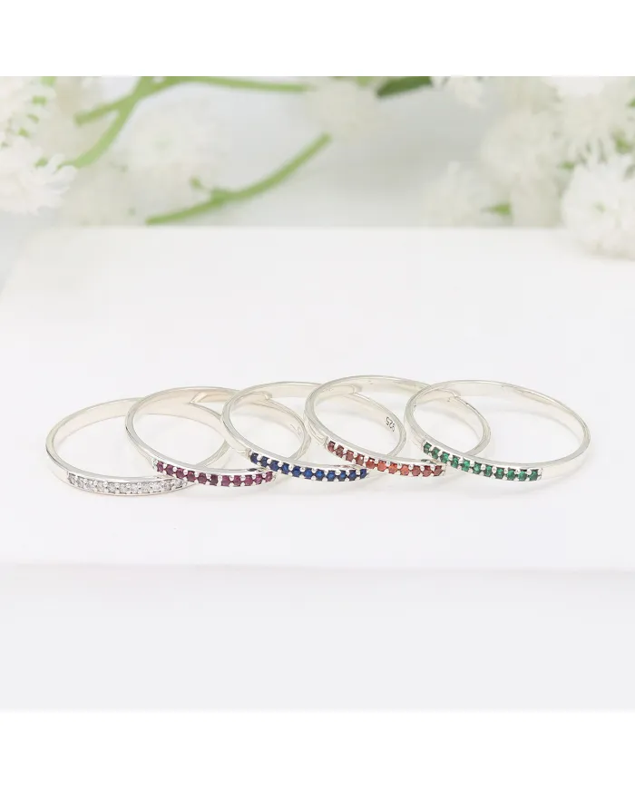 Natural Emerald Ring - 925 Sterling Silver Minimalist Ring for Her