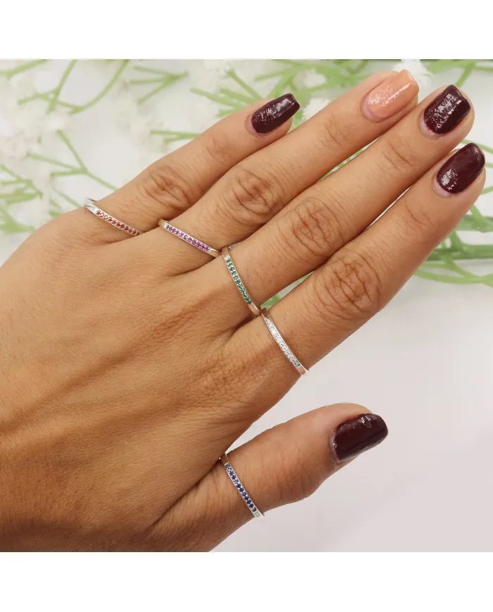 Natural Emerald Ring - 925 Sterling Silver Minimalist Ring for Her