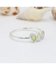 Natural Ethiopian Opal Ring – Handmade Sterling Silver Minimalist Dainty Ring for Women