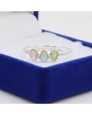 Natural Ethiopian Opal Ring – Handmade Sterling Silver Minimalist Dainty Ring for Women
