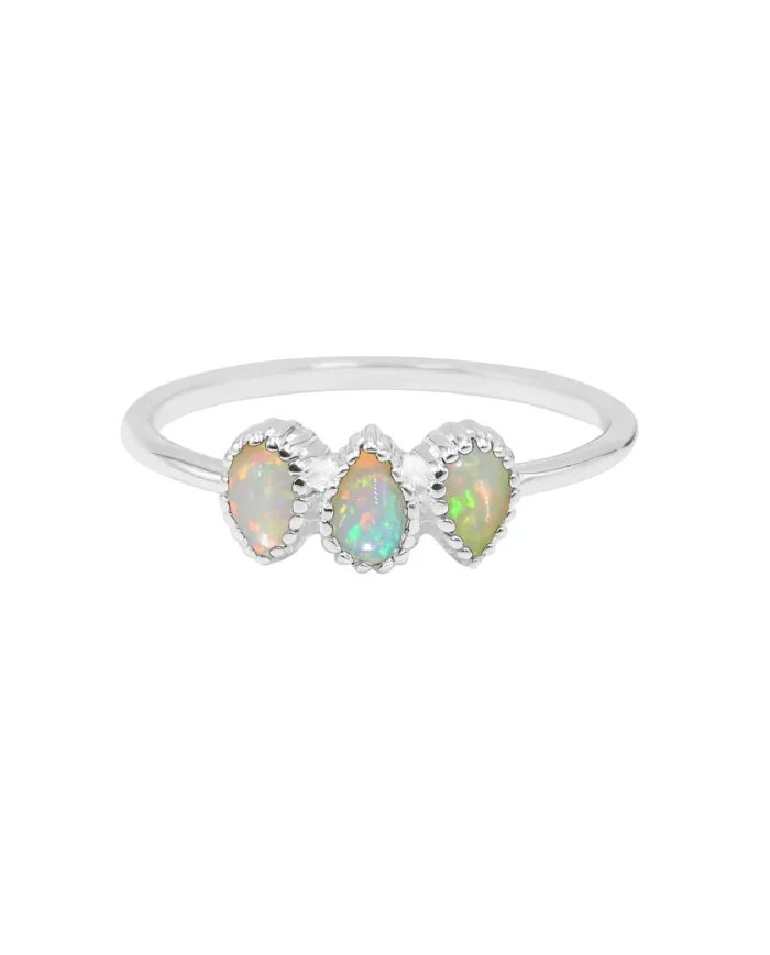 Natural Ethiopian Opal Ring – Handmade Sterling Silver Minimalist Dainty Ring for Women