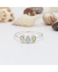 Natural Ethiopian Opal Ring – Handmade Sterling Silver Minimalist Dainty Ring for Women