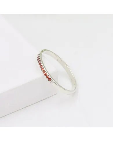 Natural Garnet Ring - Sterling Silver Ring Minimalist Rings for Her