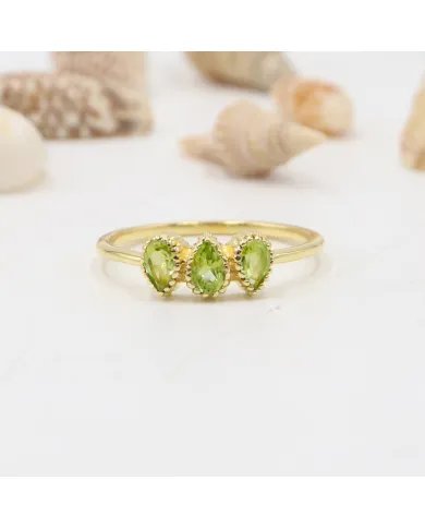 Peridot Ring - 925 Sterling Silver Gold Plated Handmade Ring Unique Women's Ring
