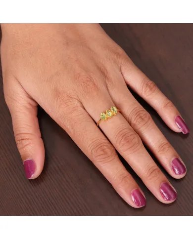 Peridot Ring - 925 Sterling Silver Gold Plated Handmade Ring Unique Women's Ring