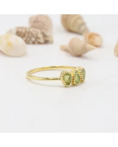 Peridot Ring - 925 Sterling Silver Gold Plated Handmade Ring Unique Women's Ring