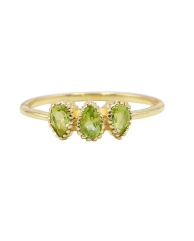 Peridot Ring - 925 Sterling Silver Gold Plated Handmade Ring Unique Women's Ring
