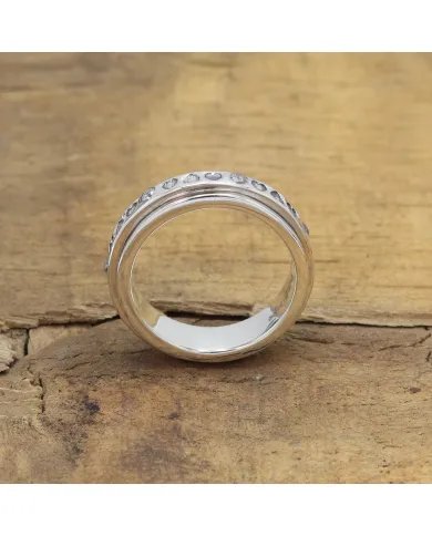 Handmade Swarovski Crystal Spinner Ring - Sterling Silver Statement Ring for Stress Relief