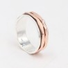 925 Sterling Silver Spinner Ring for Women with Copper Fidget Ring Unisex Band Spinner Ring