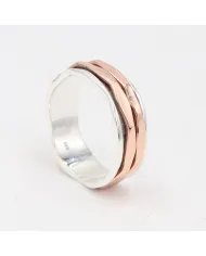Copper Band Spinner Ring - 925 Sterling Silver Ring Fidget Ring Anxiety Ring Stress Relief Ring Meditation Ring Unisex Ring
