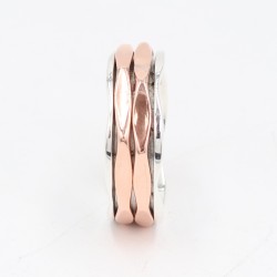 925 Sterling Silver Spinner Ring for Women with Copper Fidget Ring Unisex Band Spinner Ring