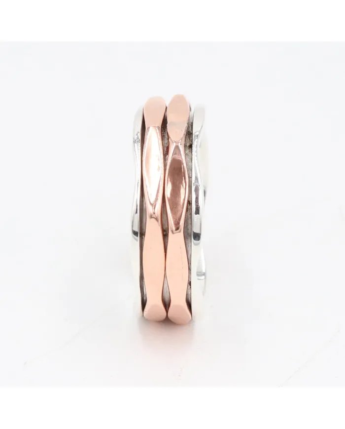 Copper Band Spinner Ring - 925 Sterling Silver Ring Fidget Ring Anxiety Ring Stress Relief Ring Meditation Ring Unisex Ring
