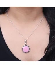 Pink Opal Pendant - 925 Sterling Silver Tourmaline Gemstone Jewelry