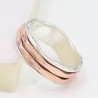 925 Sterling Silver Spinner Ring for Women with Copper Fidget Ring Unisex Band Spinner Ring