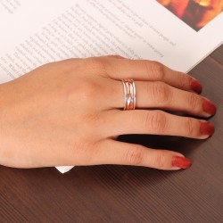 925 Sterling Silver Spinner Ring for Women with Copper Fidget Ring Unisex Band Spinner Ring