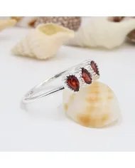 Genuine Garnet Sterling Silver Ring – Handmade Minimalist Dainty Ring for Women