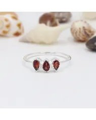 Genuine Garnet Sterling Silver Ring – Handmade Minimalist Dainty Ring for Women