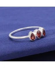 Genuine Garnet Sterling Silver Ring – Handmade Minimalist Dainty Ring for Women