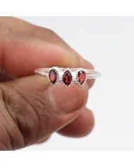 Genuine Garnet Sterling Silver Ring – Handmade Minimalist Dainty Ring for Women