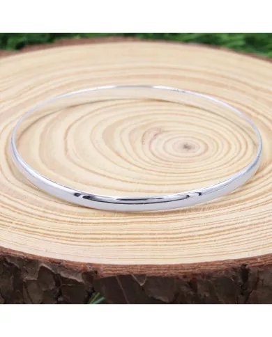 Everyday Wear Silver Bangle - 925 Sterling Silver Handmade Bangle Unisex Bangle