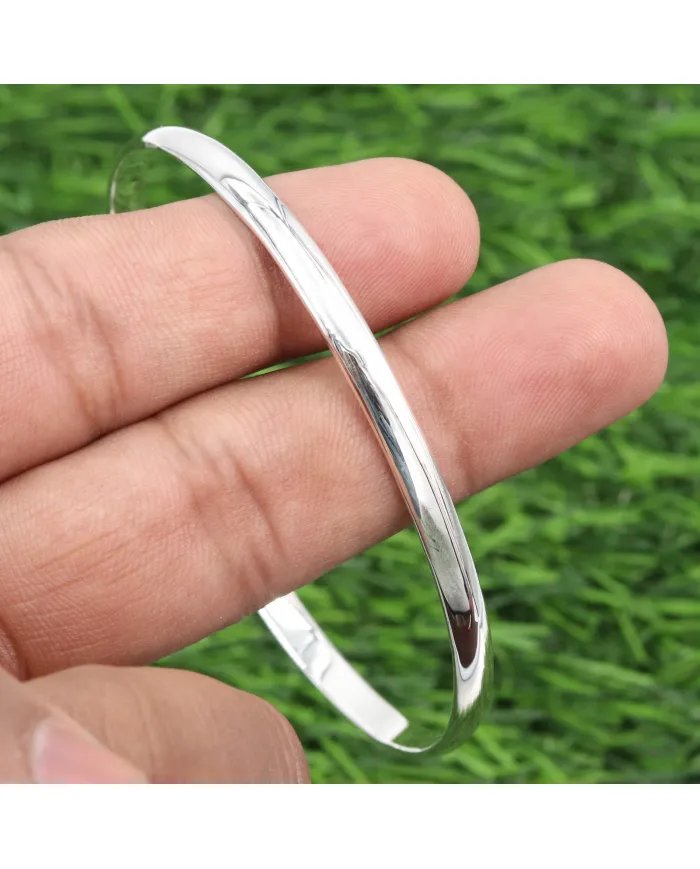 Everyday Wear Silver Bangle - 925 Sterling Silver Handmade Bangle Unisex Bangle