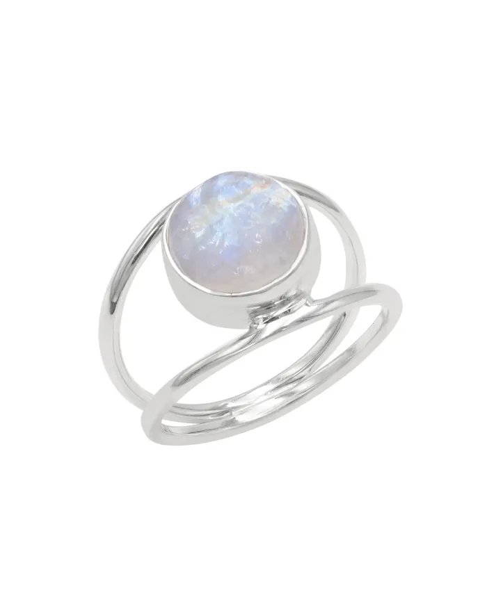 Elegant Moonstone Sterling Silver Ring – Statement Handmade June Birthstone Jewelry