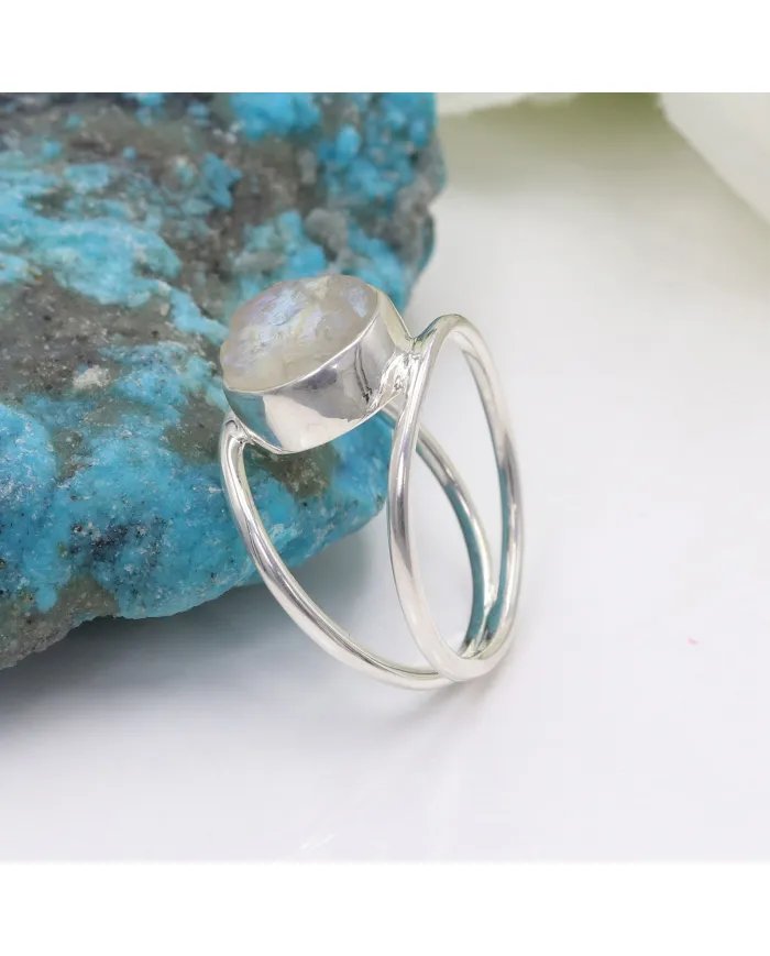 Elegant Moonstone Sterling Silver Ring – Statement Handmade June Birthstone Jewelry