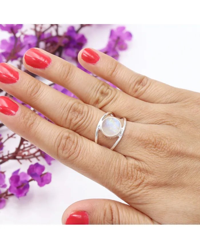 Elegant Moonstone Sterling Silver Ring – Statement Handmade June Birthstone Jewelry
