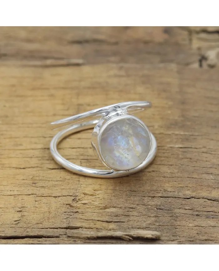 Elegant Moonstone Sterling Silver Ring – Statement Handmade June Birthstone Jewelry