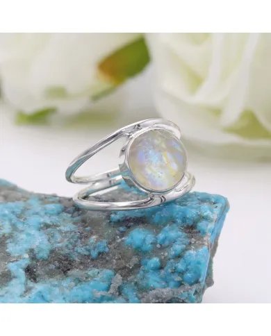 Elegant Moonstone Sterling Silver Ring – Statement Handmade June Birthstone Jewelry