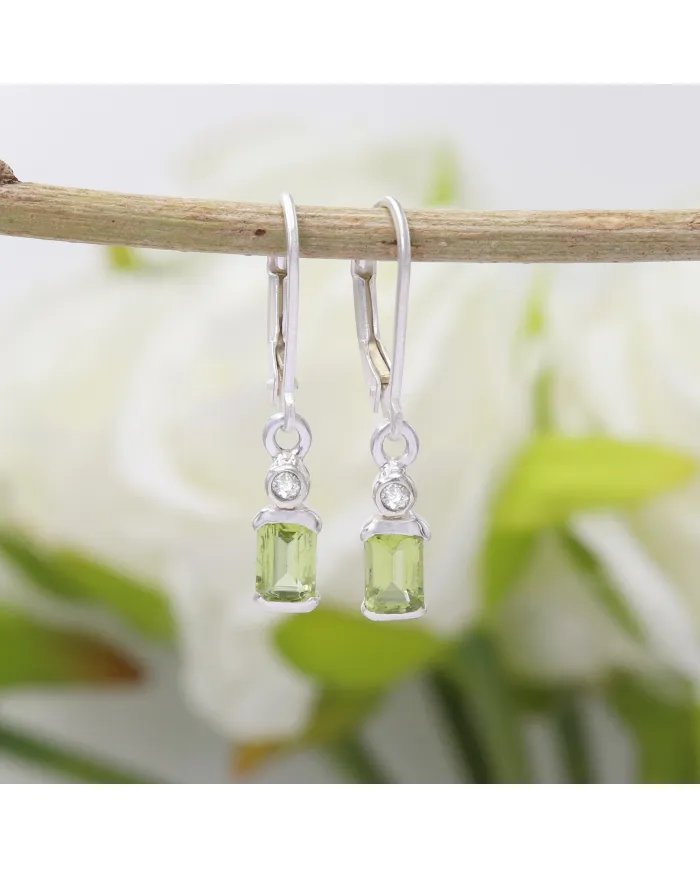 Natural Peridot Sterling Silver Earrings – Handmade Dangle Earrings for Women