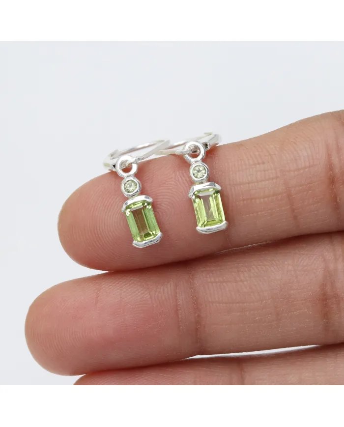 Natural Peridot Sterling Silver Earrings – Handmade Dangle Earrings for Women