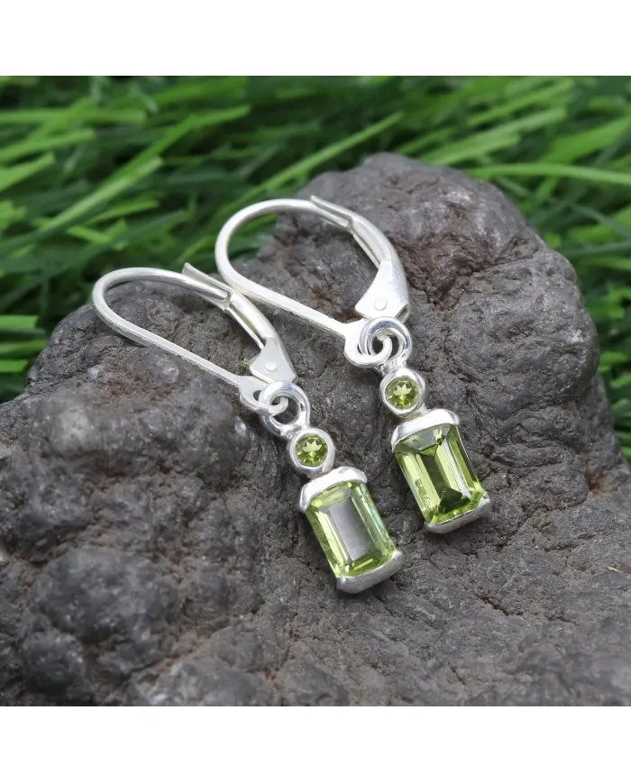 Natural Peridot Sterling Silver Earrings – Handmade Dangle Earrings for Women