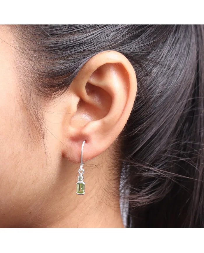 Natural Peridot Sterling Silver Earrings – Handmade Dangle Earrings for Women