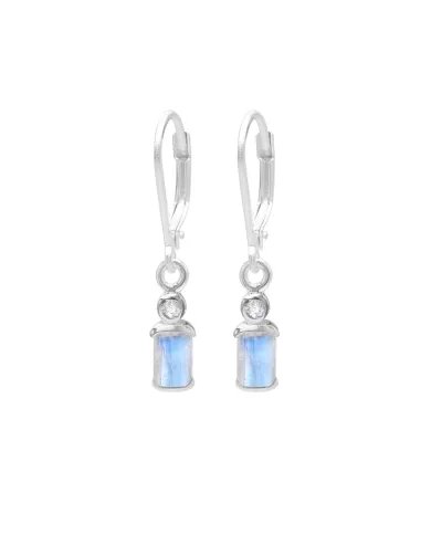 Rainbow Moonstone Sterling Silver Earrings – Handmade Dangle Earrings for Women