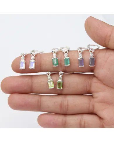 Rainbow Moonstone Sterling Silver Earrings – Handmade Dangle Earrings for Women