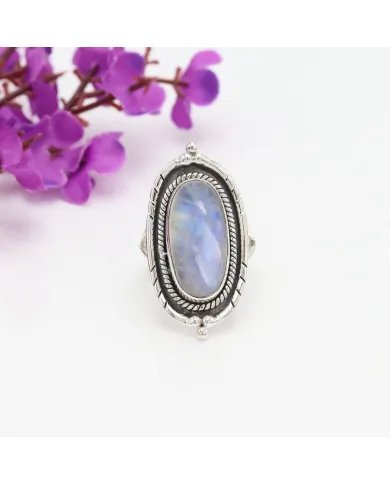 Moonstone Ring - Sterling Silver Handmade Ring Bohemian Ring Statement Ring Versatile Ring for Women