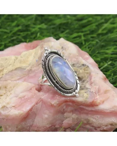 Moonstone Ring - Sterling Silver Handmade Ring Bohemian Ring Statement Ring Versatile Ring for Women