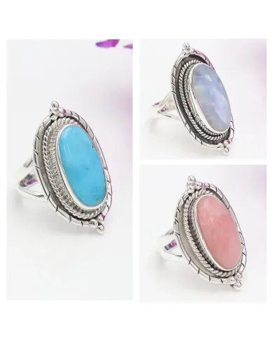 Moonstone Ring - Sterling Silver Handmade Ring Bohemian Ring Statement Ring Versatile Ring for Women