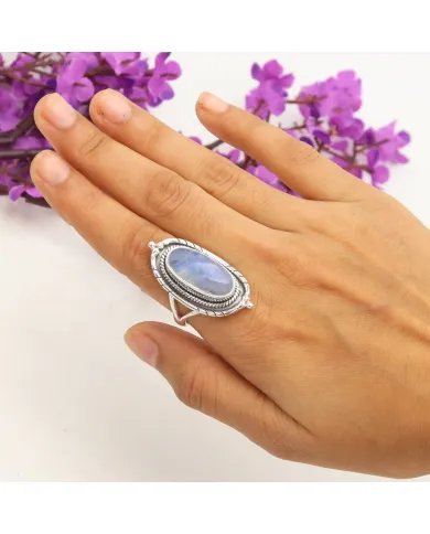 Moonstone Ring - 925 Sterling Silver Handmade Bohemian Jewelry