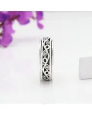 Swarovski Crystal Anxiety Ring – Sterling Silver Spinner Fidget Jewelry for Stress Relief