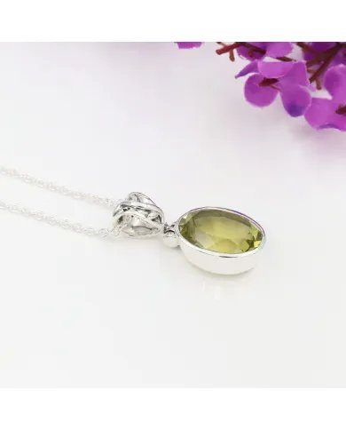 Natural Lemon Quartz Pendant - Sterling Silver Versatile Pendant with Chain Handmade Jewelry